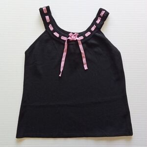 Black Tank Top Top With Pink Ribbon